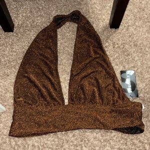 Brown sparkly around the neck crop top